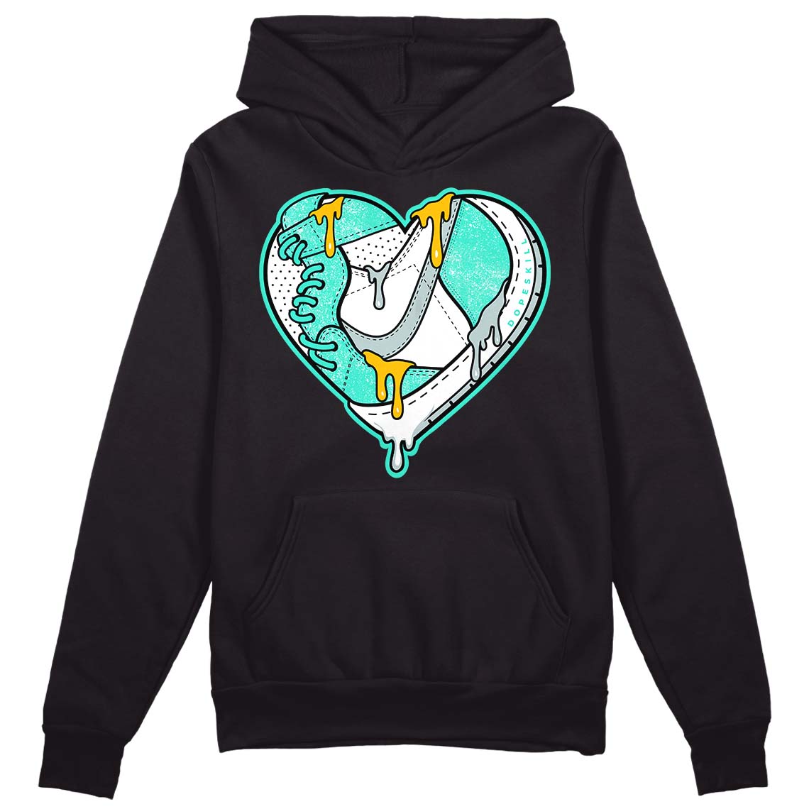 New Emerald 1s  DopeSkill Hoodie Sweatshirt Heart Jordan 1 Graphic - Black