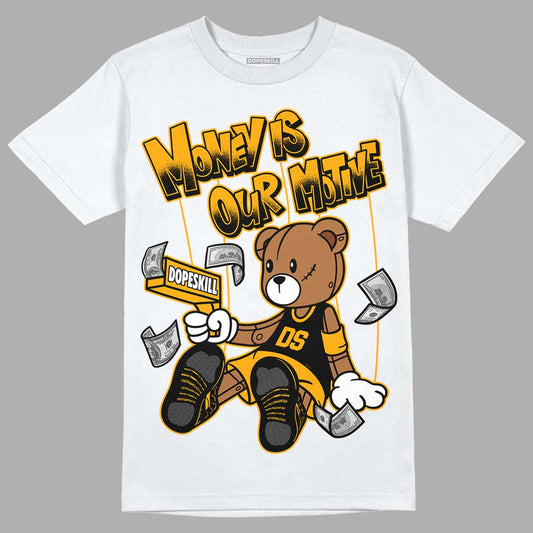 Black Taxi 12s DopeSkill T-Shirt Money Is Our Motive Bear Graphic - White 