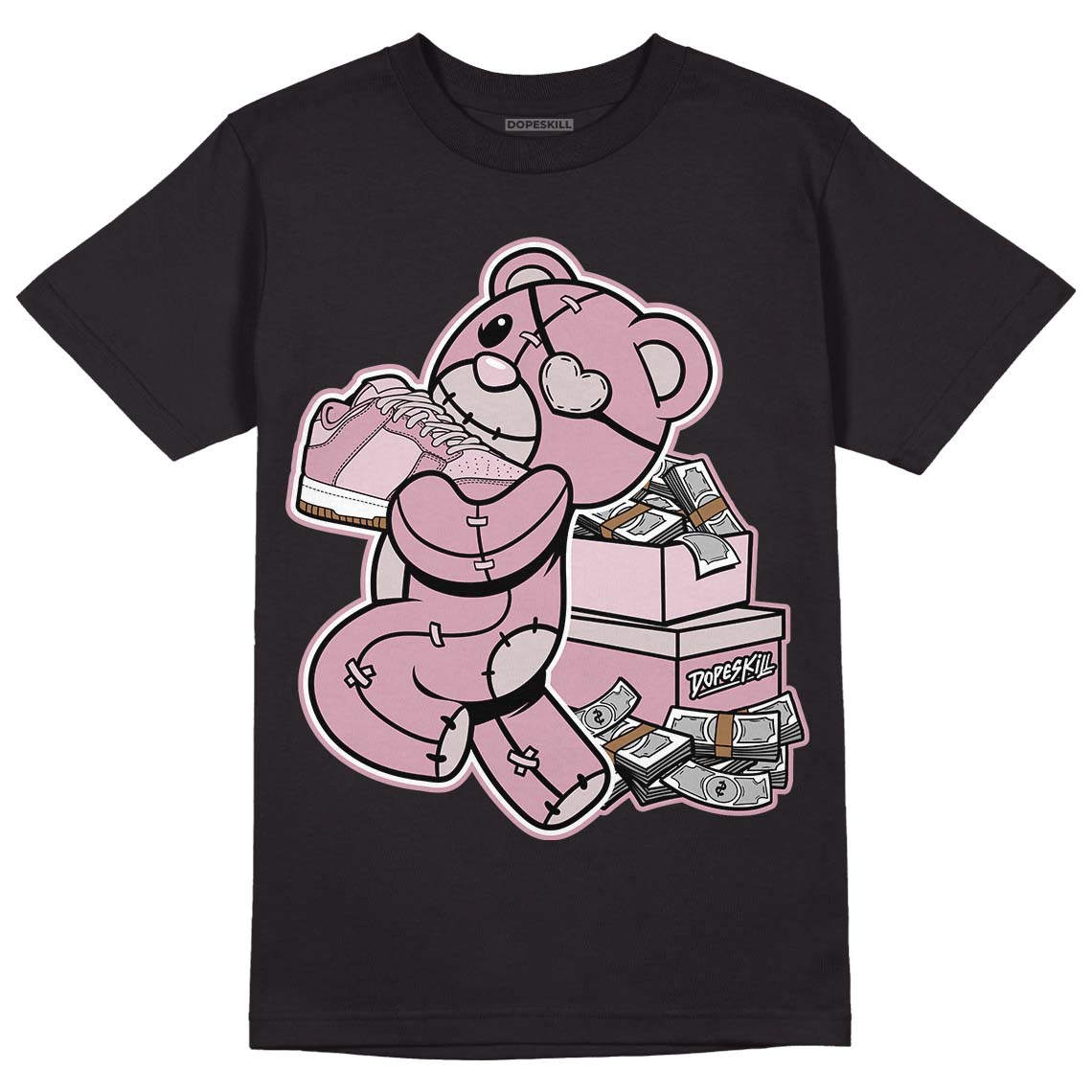 Dunk Low Teddy Bear Pink DopeSkill T-Shirt Bear Steals Sneaker Graphic - Black 