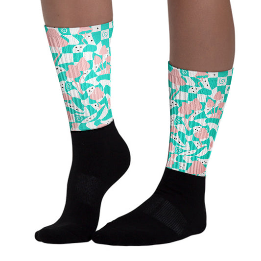 Green Snakeskin Dunk Low Sublimated Socks Mushroom Graphic