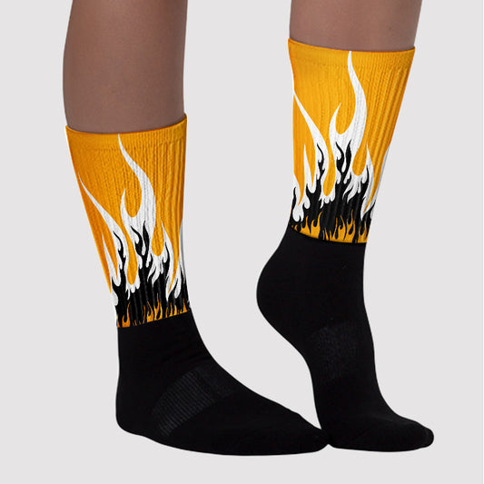 Taxi Yellow Toe 1s Sublimated Socks FIRE Graphic