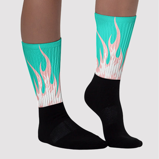 Green Snakeskin Dunk Low Sublimated Socks FIRE Graphic