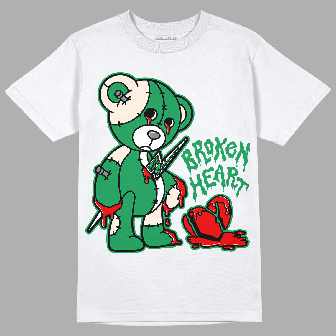 Jordan 2 Retro Lucky Green DopeSkill T-Shirt Broken Heart Graphic Streetwear - White 