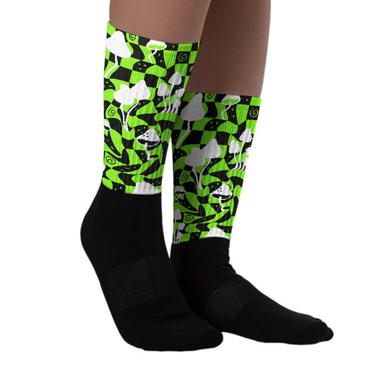 Neon Green Collection Sublimated Socks Mushroom Graphic