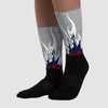 Midnight Navy 4s Sublimated Socks FIRE Graphic