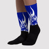 Racer Blue White Dunk Low Sublimated Socks FIRE Graphic