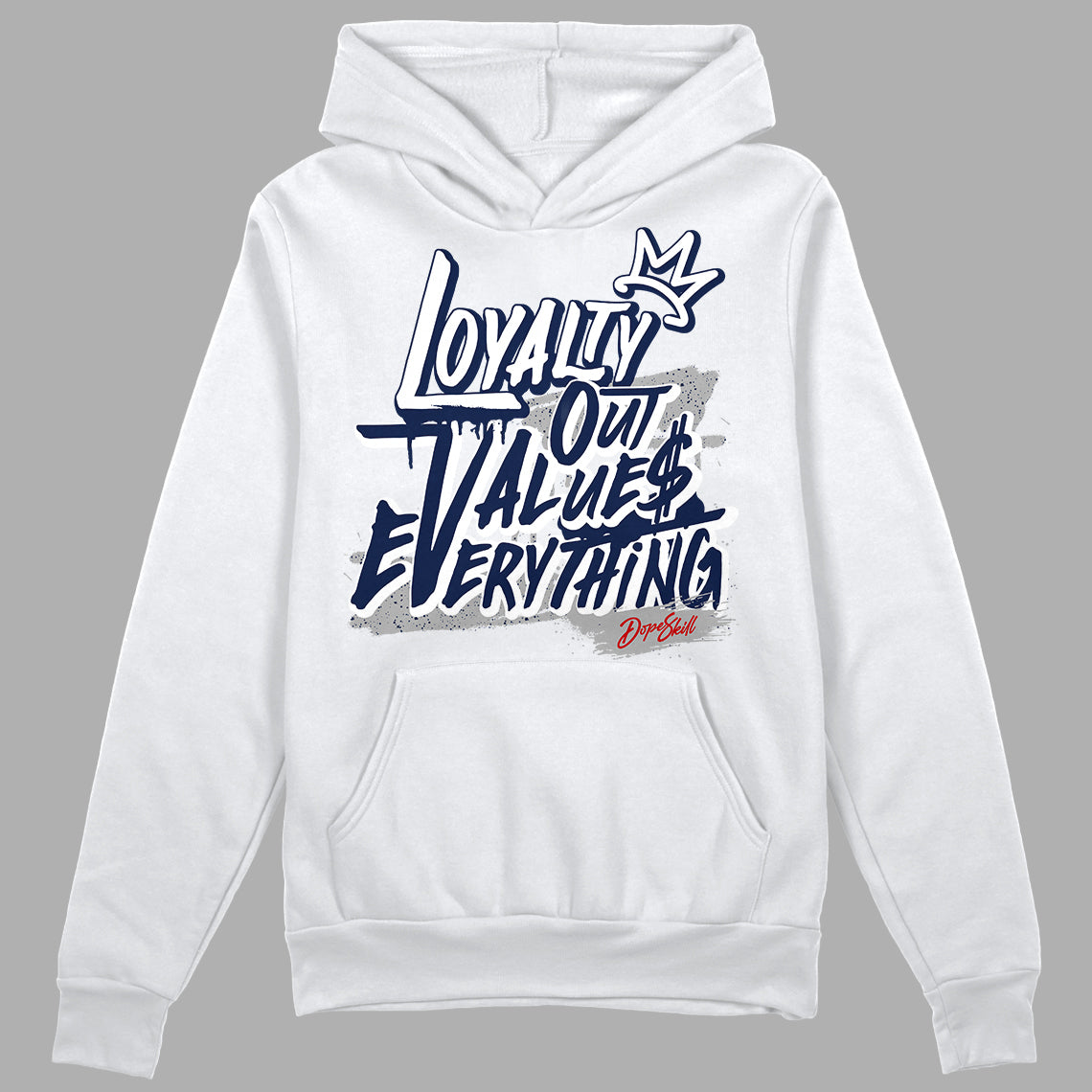 Midnight Navy 4s DopeSkill Hoodie Sweatshirt LOVE Graphic - White