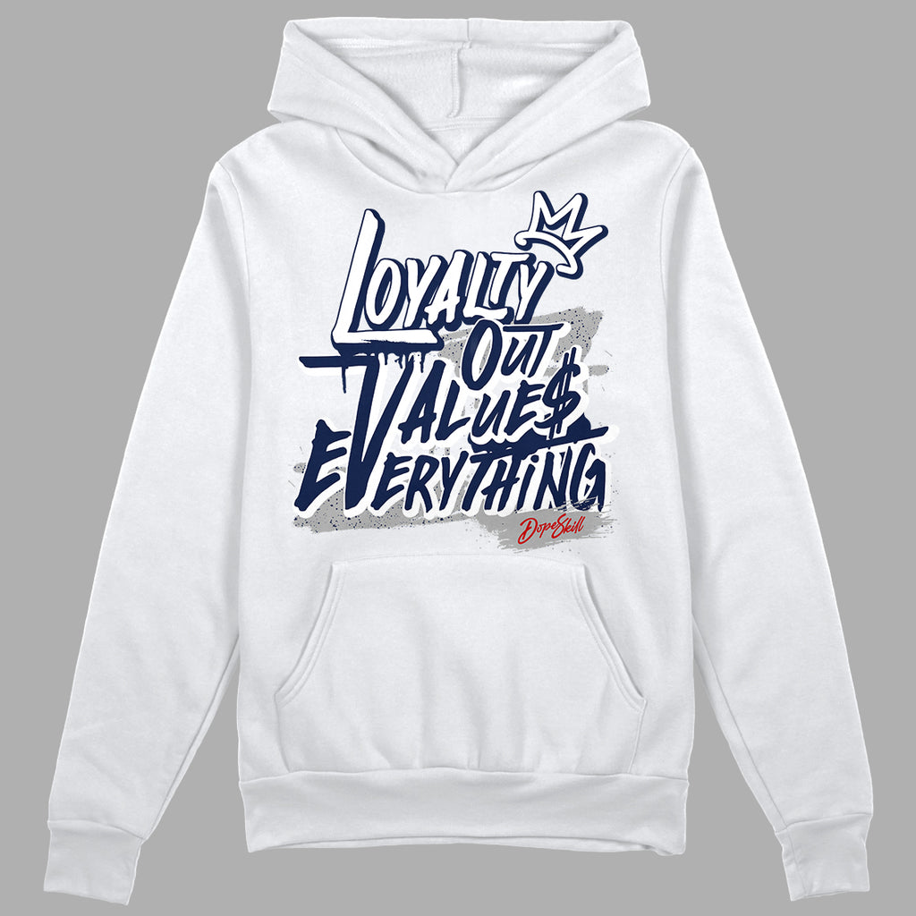 Midnight Navy 4s DopeSkill Hoodie Sweatshirt LOVE Graphic - White