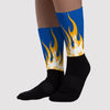 Dunk Blue Jay and University Gold Sublimated Socks FIRE Graphic