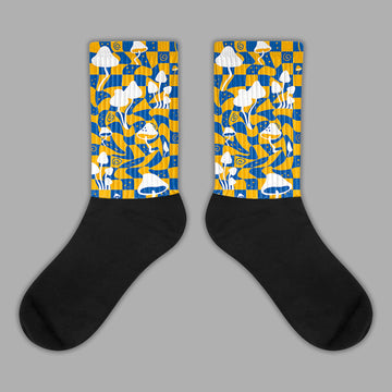 Dunk Blue Jay and University Gold Sublimated Socks Mushroom Graphic Streetwear