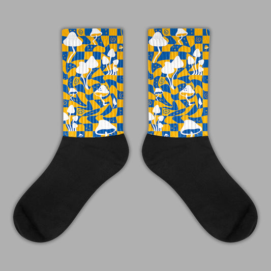 Dunk Blue Jay and University Gold Sublimated Socks Mushroom Graphic Streetwear