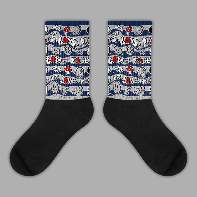 Midnight Navy 4s Sublimated Socks Love Graphic