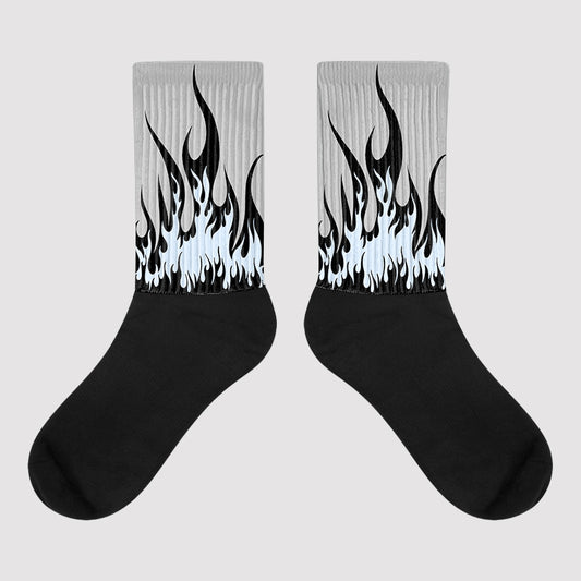 Black Metallic Chrome 6s Sublimated Socks FIRE Graphic