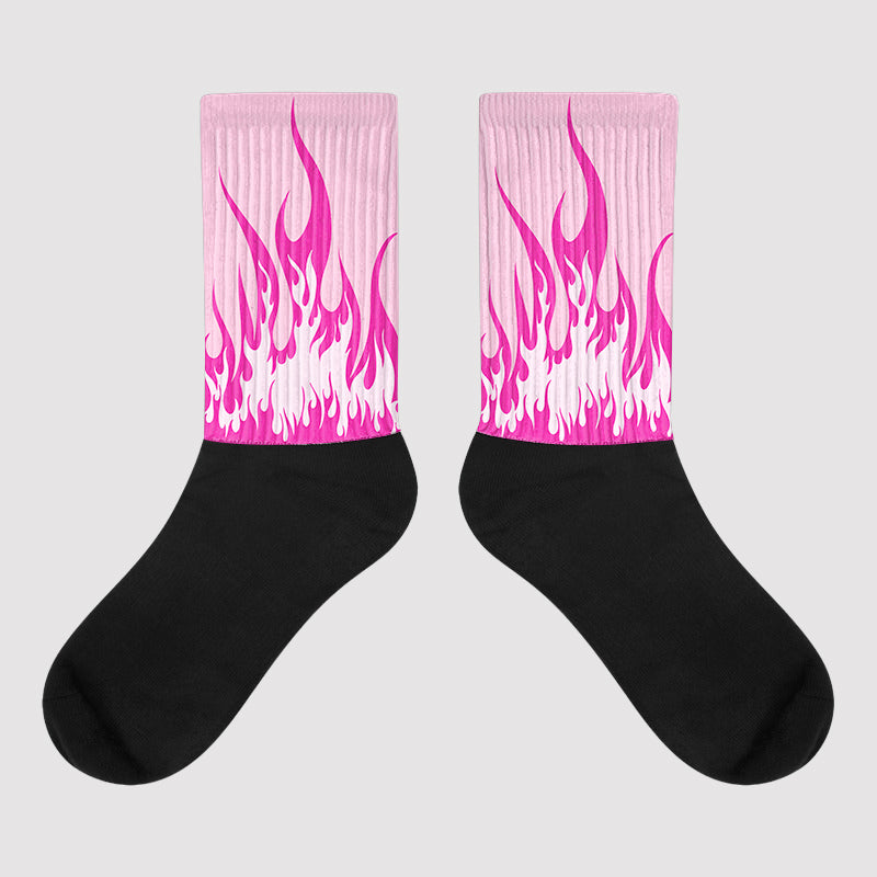 Triple Pink Dunk Low Sublimated Socks FIRE Graphic
