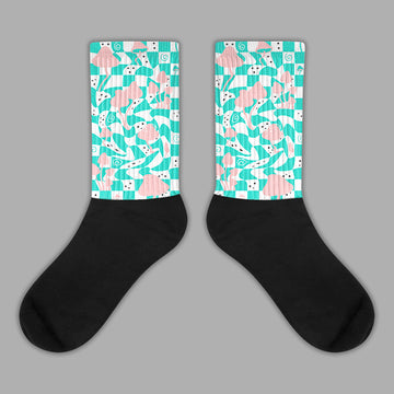 Green Snakeskin Dunk Low Sublimated Socks Mushroom Graphic