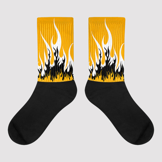 Taxi Yellow Toe 1s Sublimated Socks FIRE Graphic