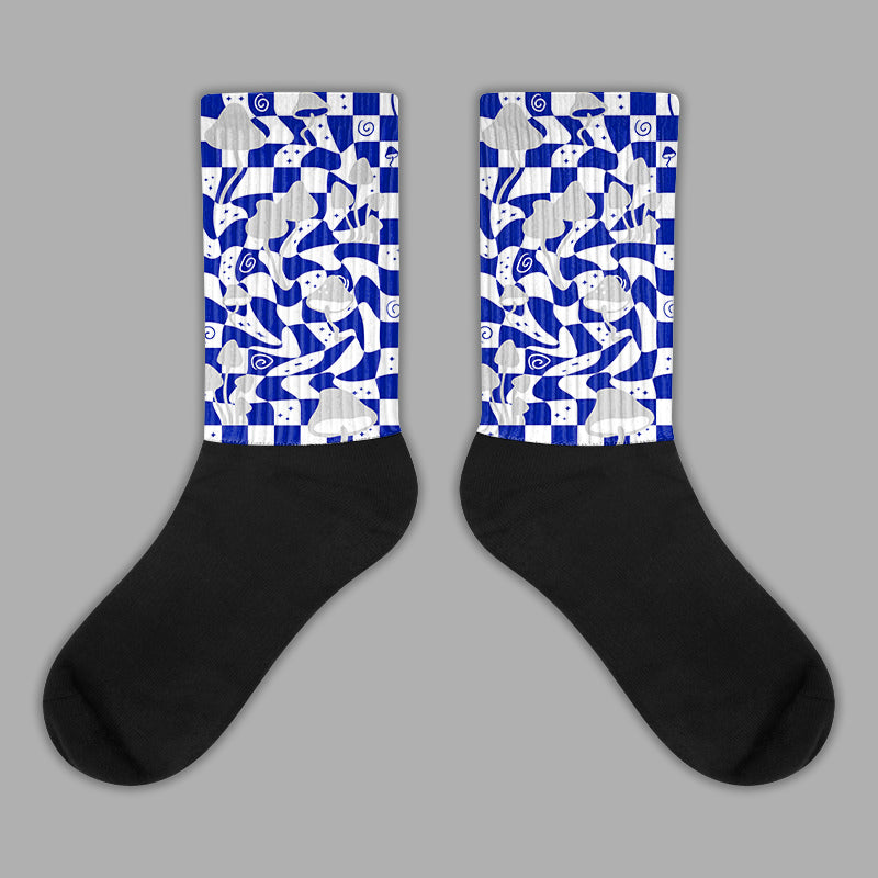Racer Blue White Dunk Low Sublimated Socks Mushroom Graphic