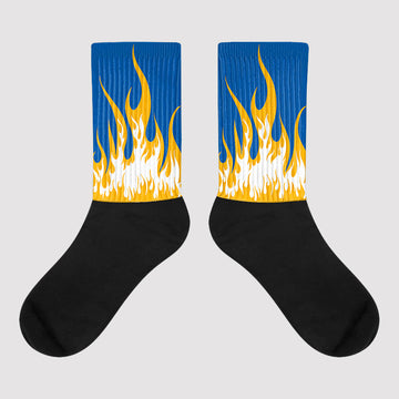 Dunk Blue Jay and University Gold Sublimated Socks FIRE Graphic Streetwear