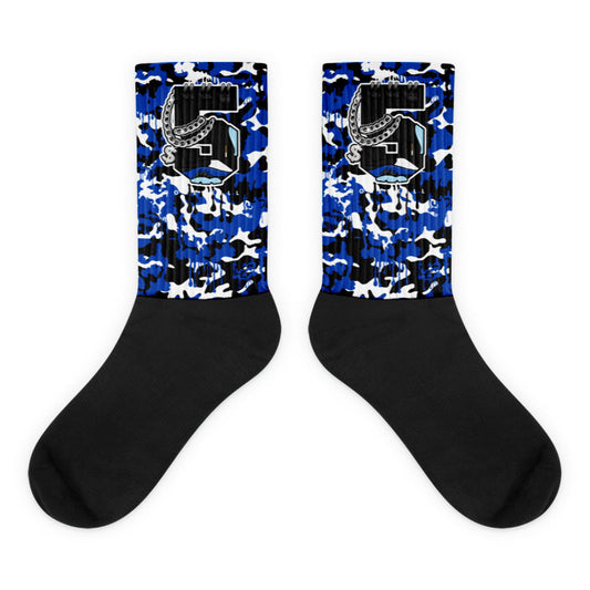 AJ 5 Racer Blue Dopeskill Socks Camo Skull Graphic