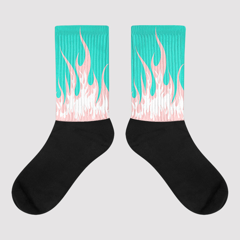 Green Snakeskin Dunk Low Sublimated Socks FIRE Graphic