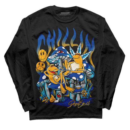 Dunk Blue Jay and University Gold DopeSkill Long Sleeve T-Shirt Chillin Graphic Streetwear - Black