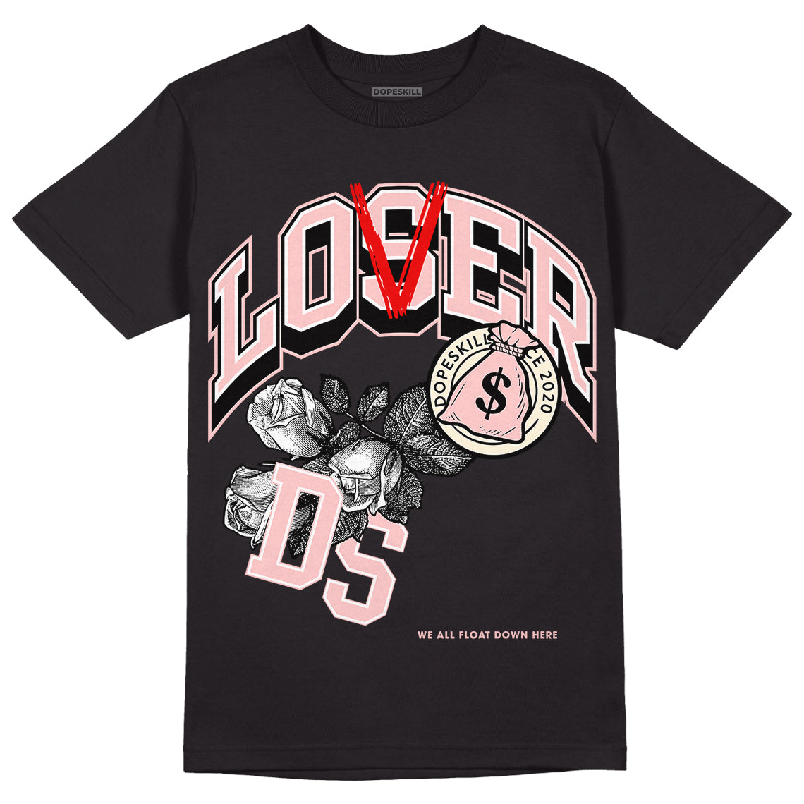 Jordan 1 High OG WMNS Washed Pink DopeSkill T-Shirt Loser Lover Graphic Streetwear - Black