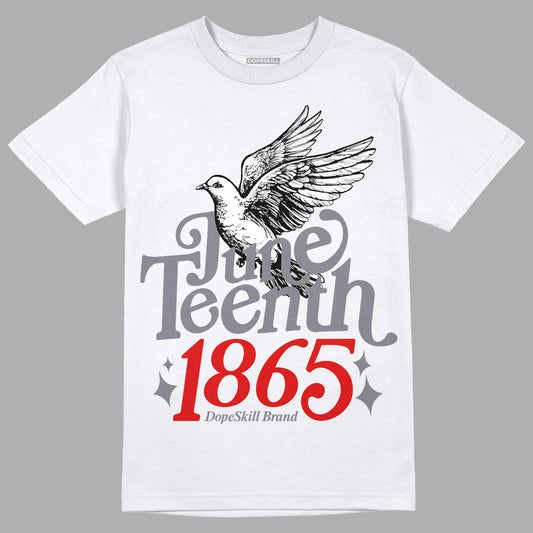 Jordan 9 Retro Fire Red DopeSkill T-Shirt Juneteenth 1865 Graphic Streetwear - White