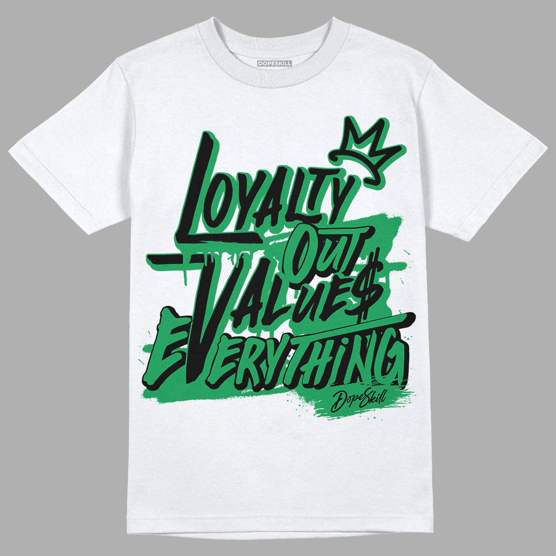 Jordan 1 Low Lucky Green DopeSkill T-Shirt LOVE Graphic Streetwear - White