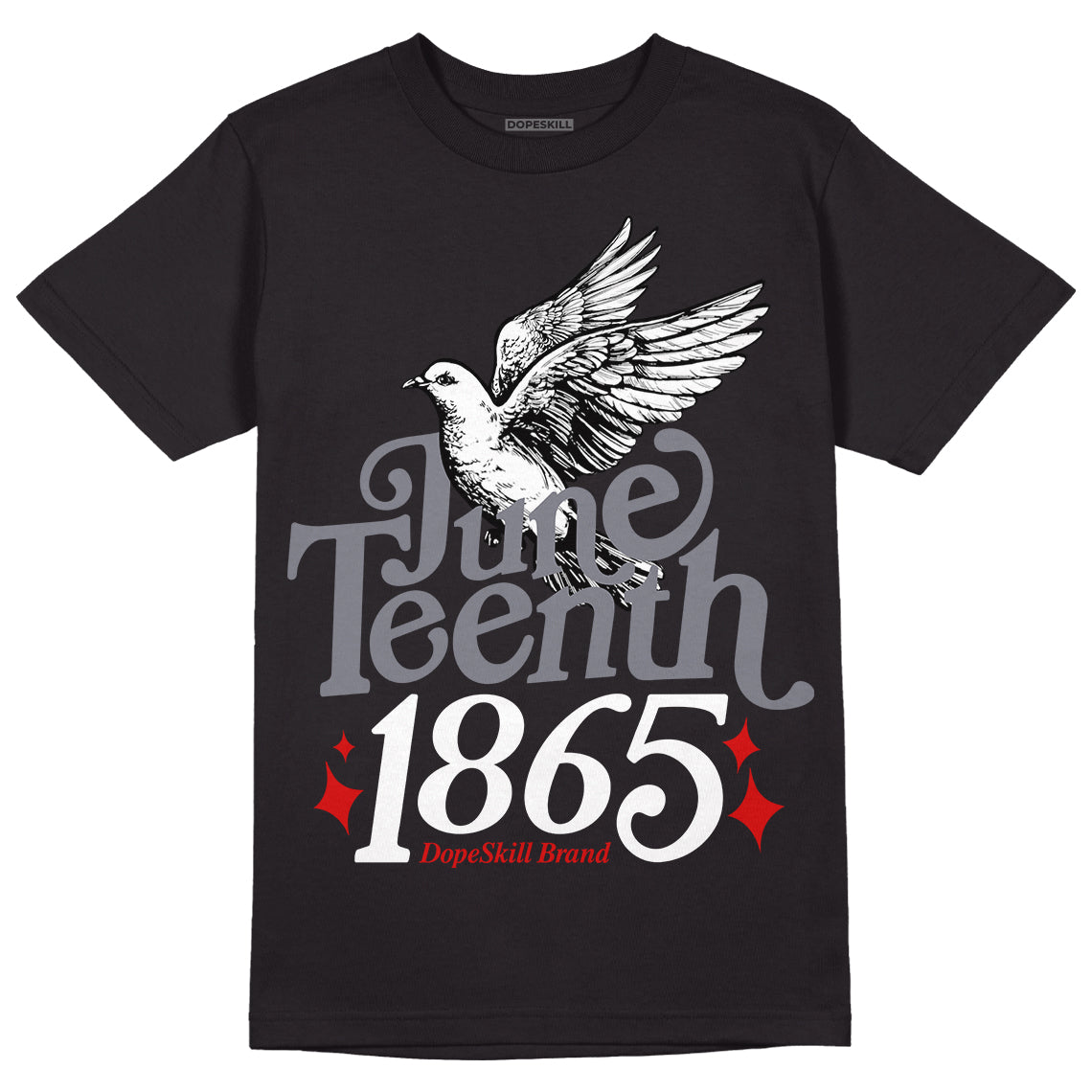 Jordan 9 Retro Fire Red DopeSkill T-Shirt Juneteenth 1865 Graphic Streetwear - Black