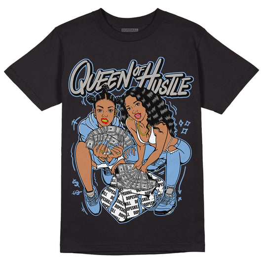Jordan 5 Retro University Blue DopeSkill T-Shirt Queen Of Hustle Graphic Streetwear - Black