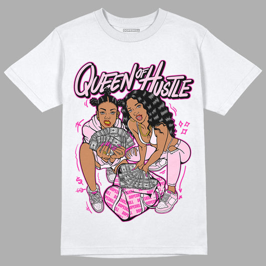 Triple Pink Dunk Low DopeSkill T-Shirt Queen Of Hustle Graphic - White 