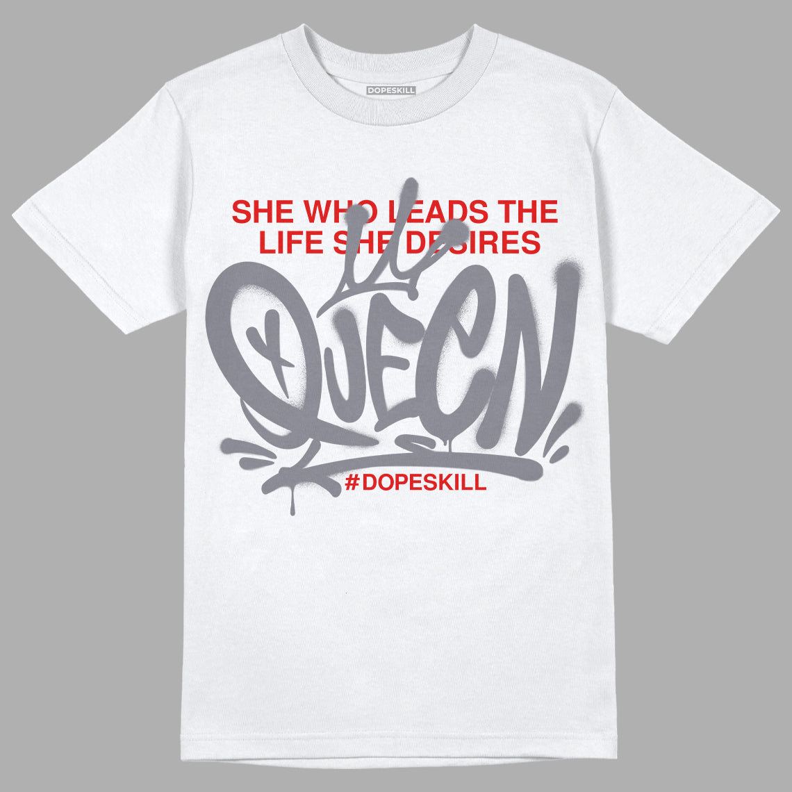 Fire Red 9s DopeSkill T-Shirt Queen Graphic - White