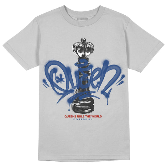 Jordan 13 Retro French Blue DopeSkill Light Steel Grey T-Shirt Queen Chess Graphic Streetwear