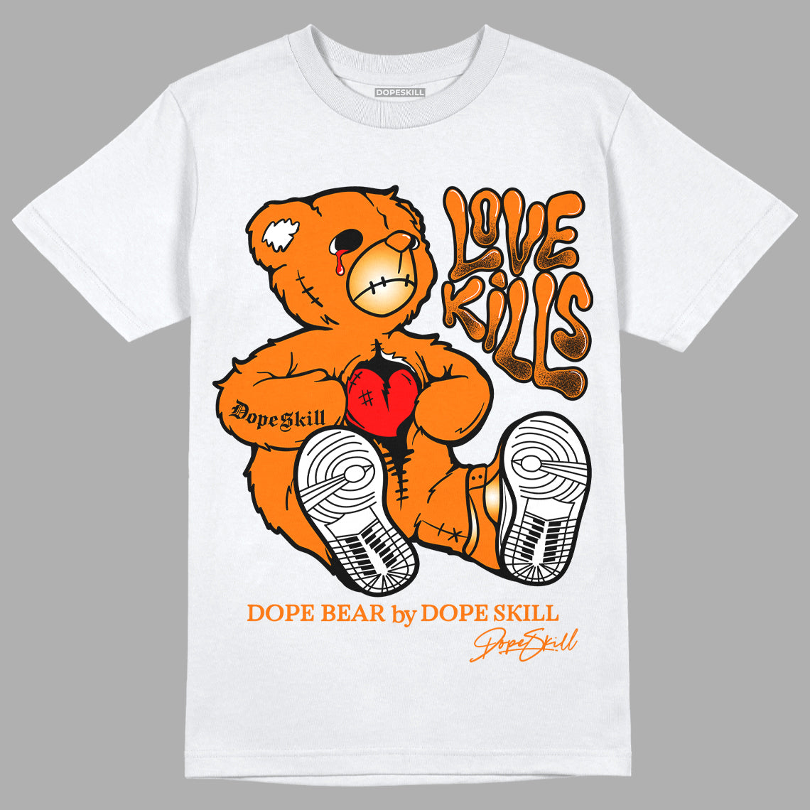 Wmns Dunk Low 'Magma Orange DopeSkill T-Shirt Love Kills Graphic Streetwear - White