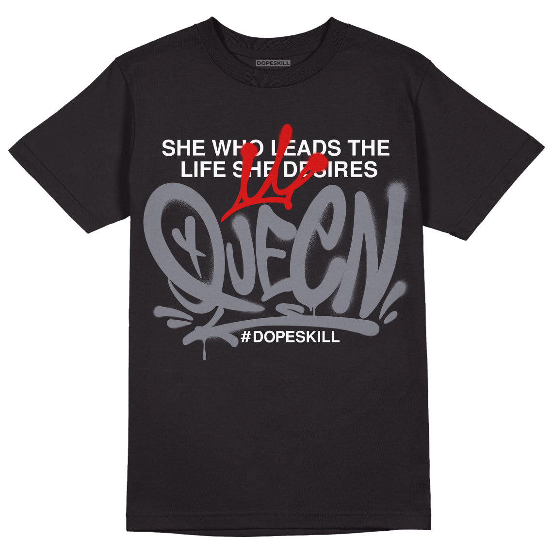 Fire Red 9s DopeSkill T-Shirt Queen Graphic - Black