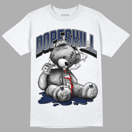 Midnight Navy 4s DopeSkill T-Shirt Sick Bear Graphic - White