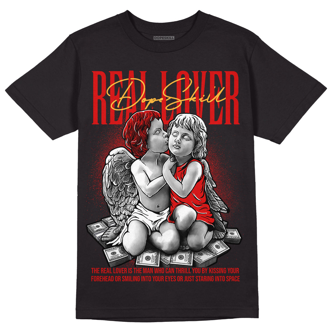 Dunk Low Gym Red DopeSkill T-Shirt Real Lover Graphic - Black