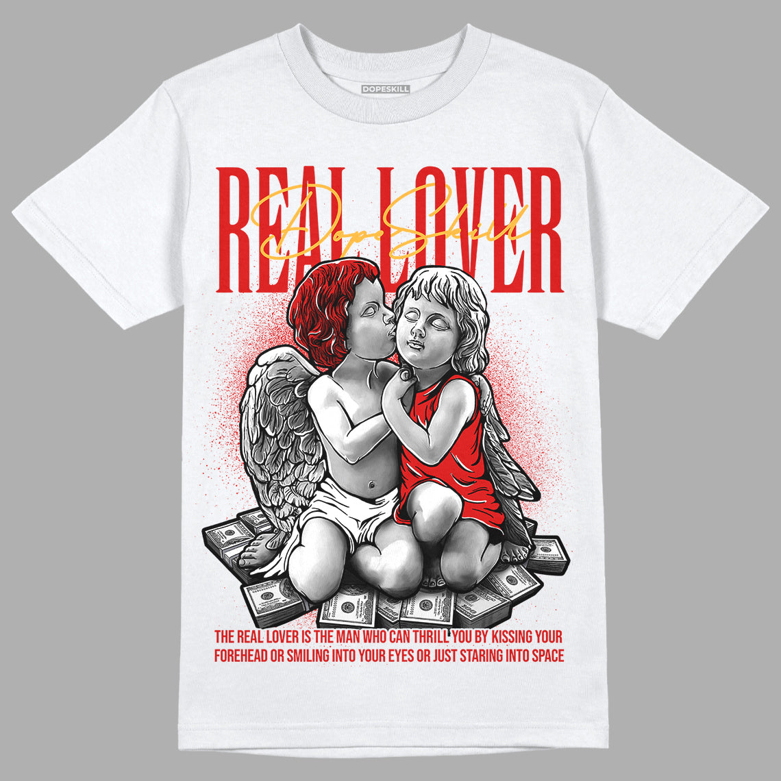 Dunk Low Gym Red DopeSkill T-Shirt Real Lover Graphic - White 