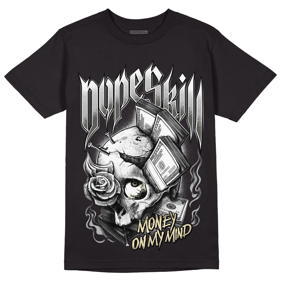 Jordan 4 Retro SE Craft Photon Dust DopeSkill T-Shirt Money On My Mind Graphic Streetwear  - Black