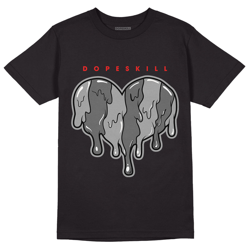Jordan 9 Particle Grey DopeSkill T-Shirt Slime Drip Heart Graphic - Black