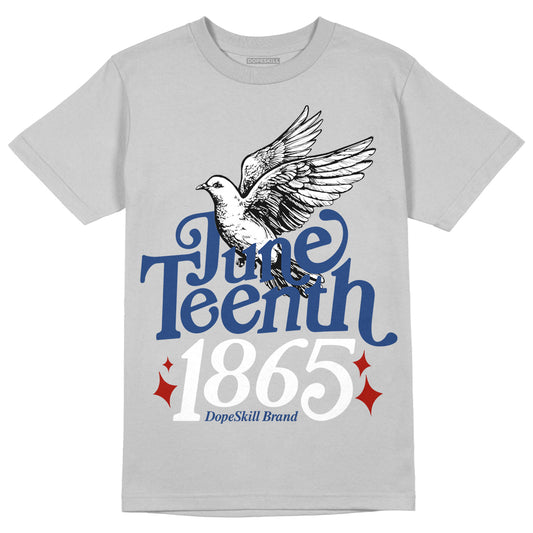 Jordan 13 Retro French Blue DopeSkill Light Steel Grey T-Shirt Juneteenth 1865 Graphic Streetwear