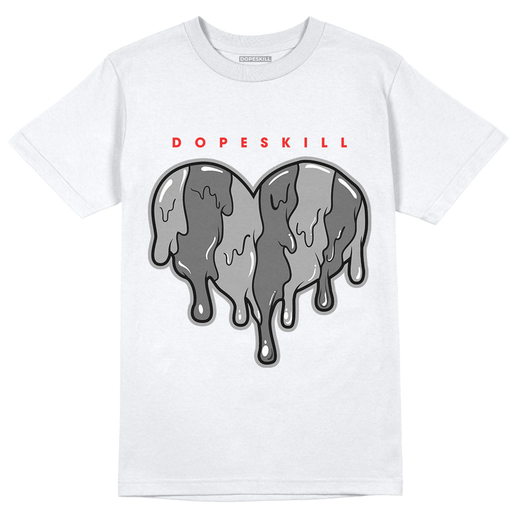 Jordan 9 Particle Grey DopeSkill T-Shirt Slime Drip Heart Graphic - White 