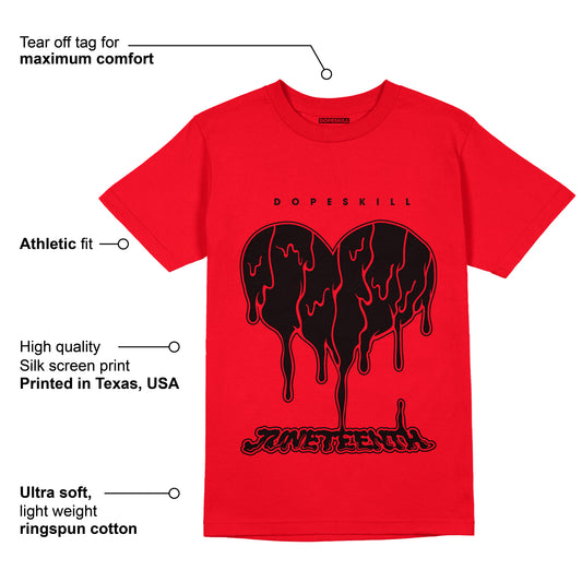 AJ 4 Red Thunder DopeSkill Red T-shirt Juneteenth Heart Graphic