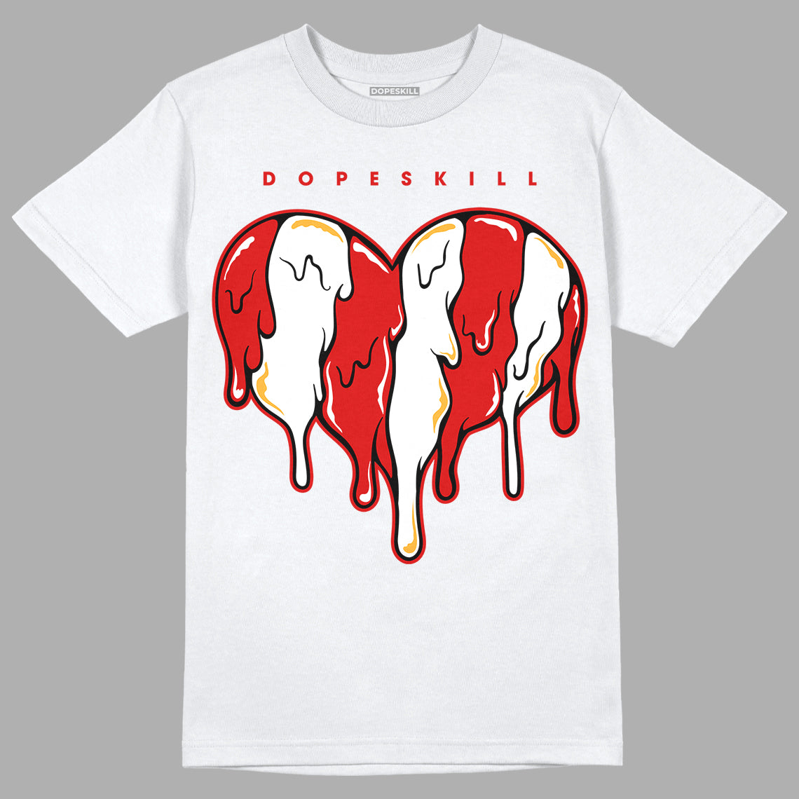 Dunk Low Gym Red DopeSkill T-Shirt Slime Drip Heart Graphic - White 