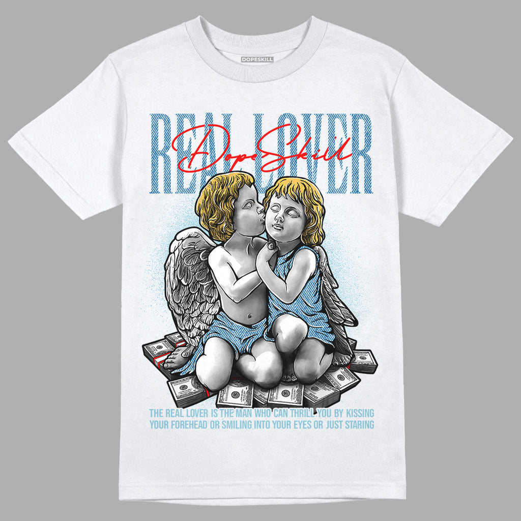 Denim 1s Retro High DopeSkill T-Shirt Real Lover Graphic - White 