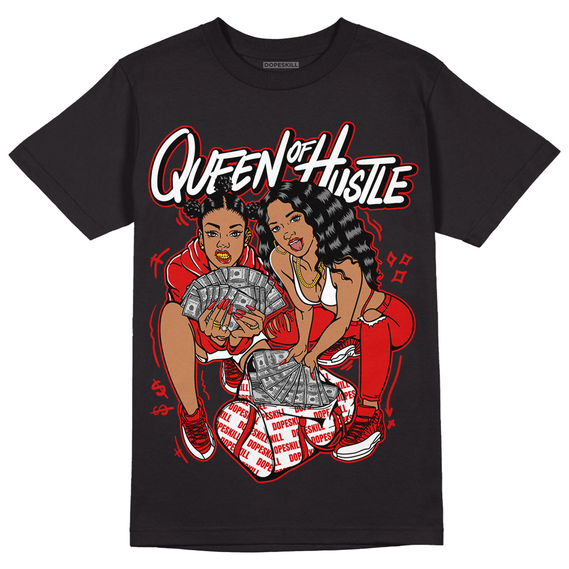 Jordan 12 Retro ‘Gym Red’  DopeSkill T-Shirt Queen Of Hustle Graphic Streetwear - Black 