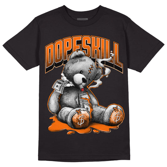 Orange Black White DopeSkill T-Shirt Sick Bear Graphic - Black 