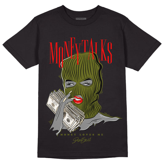 Travis Scott x Jordan 1 Low OG “Olive” DopeSkill T-Shirt Money Talks Graphic Streetwear - Black