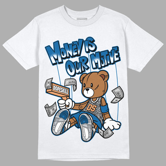 Jordan 3 Retro Wizards DopeSkill T-Shirt Money Is Our Motive Bear Graphic Streetwear - White