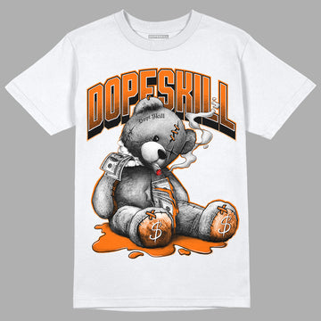 Orange Black White DopeSkill T-Shirt Sick Bear Graphic - White 